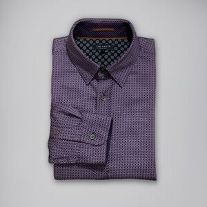 Ted Baker London Geometric Print Long Sleeve Cotton Shirt | Size L